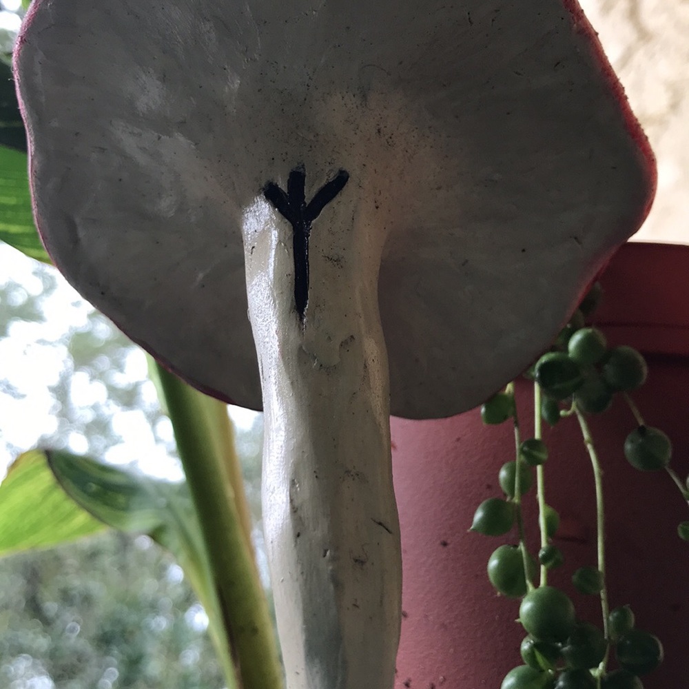 MUSHROOM 🍄 GARDEN STAKE TALISMAN ALGIZ RUNE ✨ - Picture 15 of 16